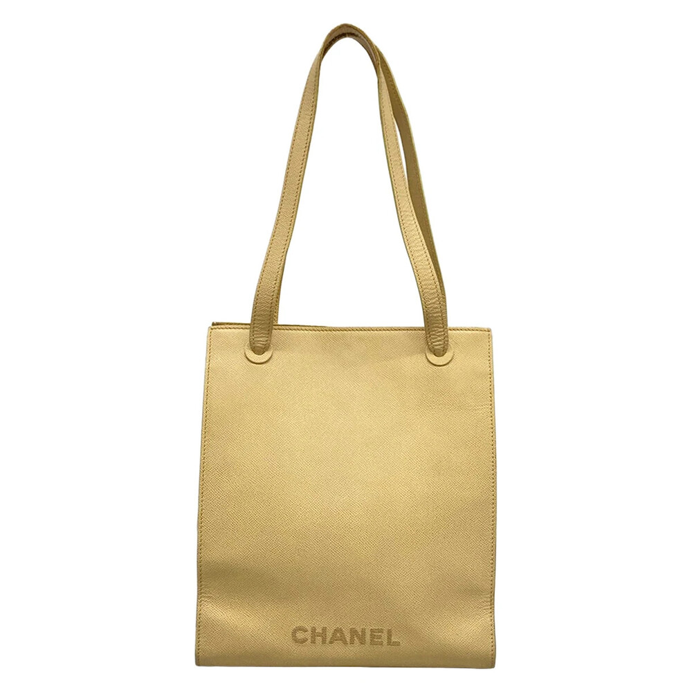 Chanel Beige Calfskin Tote Bag Gold #358010C89B